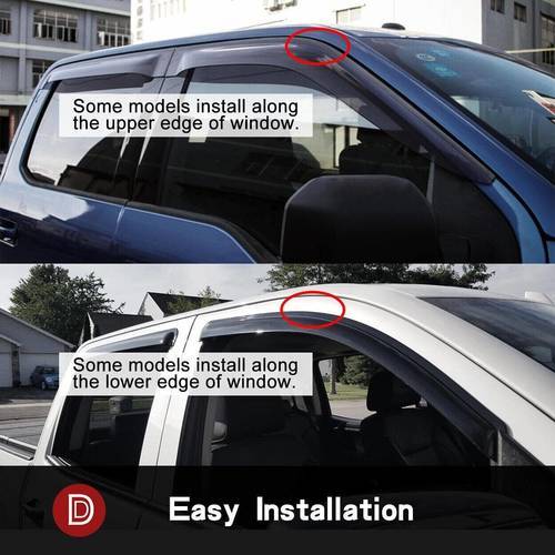 VioletLisa 4pcs Window Visors Sun Rain Guard for 04-14 Ford F150 Extended Cab Smoke Side Wind Deflectors Visor