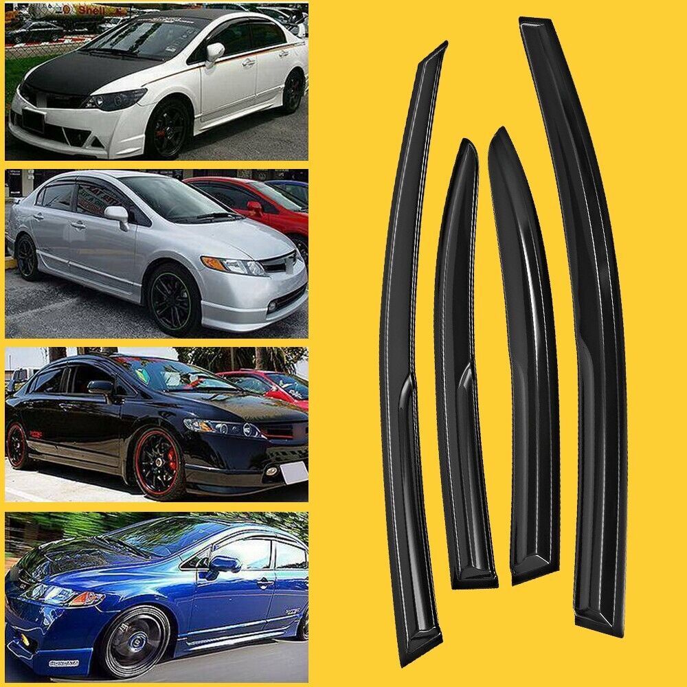 VioletLisa For 2006-2011 Honda Civic Mugen II Style Window Rain Guard Visors 4-Door Sedan