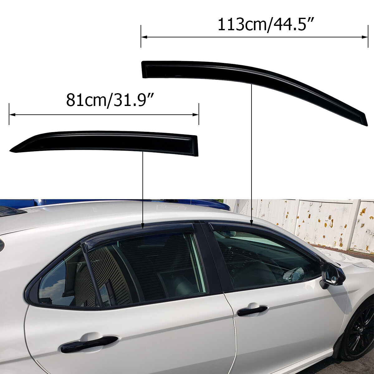 VioletLisa FOR 2018-2023 TOYOTA CAMRY CLIP-ON BLACK TRIM WINDOW VISOR RAIN GUARD DEFLECTOR