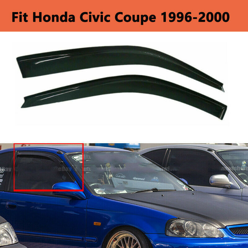 VioletLisa For 96-00 Honda Civic 2DR Coupe Mugen Style 3D Wavy Black Tinted Window Visor