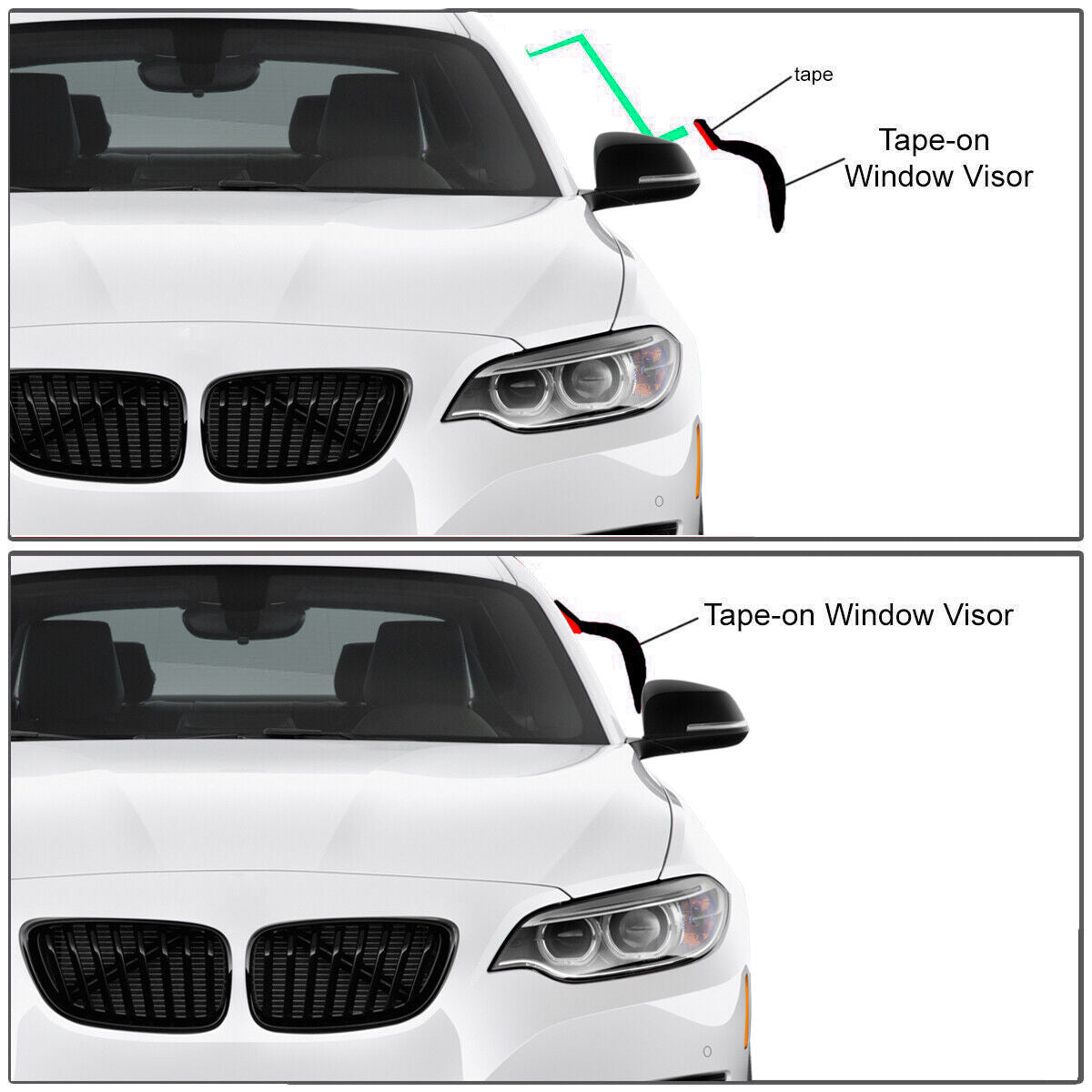 VioletLisa For 12-15 Honda Civic JDM Wavy Mugen Style 4 Pcs Tinted Window Visor Guard Vent