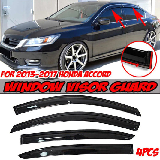 VioletLisa For 13-17 Honda Accord JDM Wavy Mugen Smoke Tinted Window Visor Rain Guard Vent