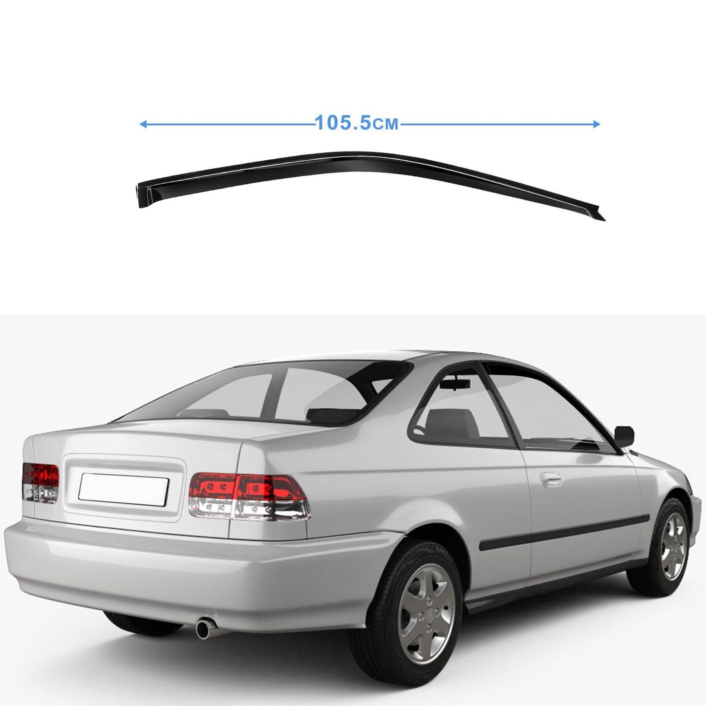 VioletLisa For 96-00 Honda Civic 2DR Coupe Mugen Style 3D Wavy Black Tinted Window Visor