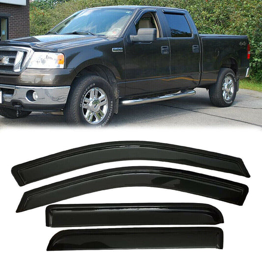 VioletLisa Fits 04-08 Ford F150 Supercrew Cab Acrylic Window Visors Side Deflectors 4Pc Set