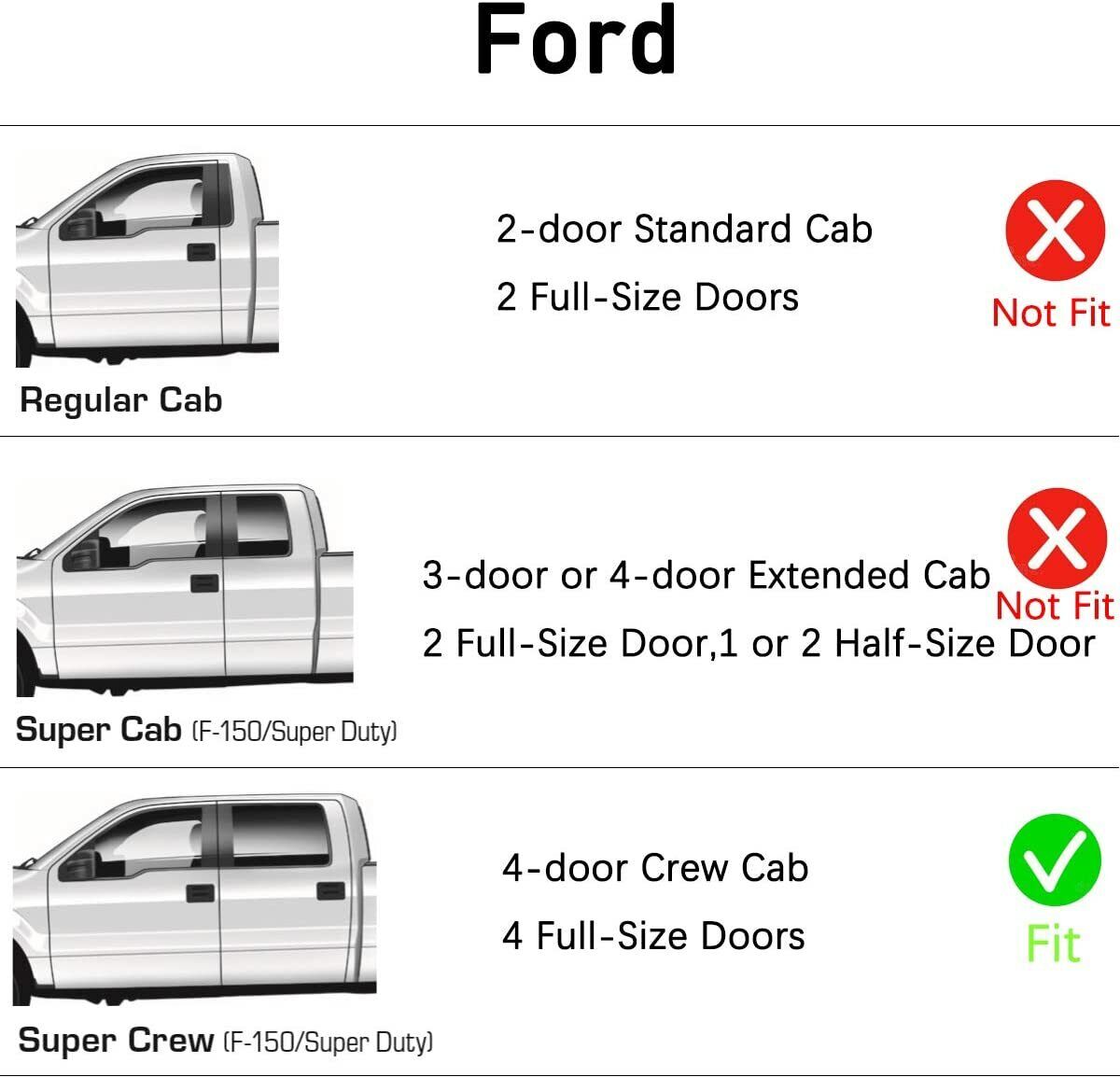 VioletLisa For 2015-2022 Ford F150 Crew Cab In-Channel Smoke Window Vent Visors Rain Guards